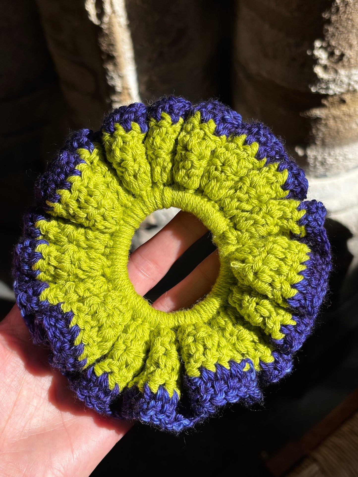 Ruffle Scrunchie - Indigo, GREEN!