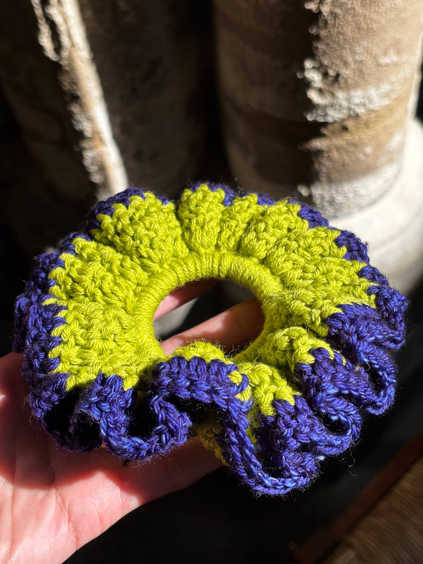 Ruffle Scrunchie - Indigo, GREEN!