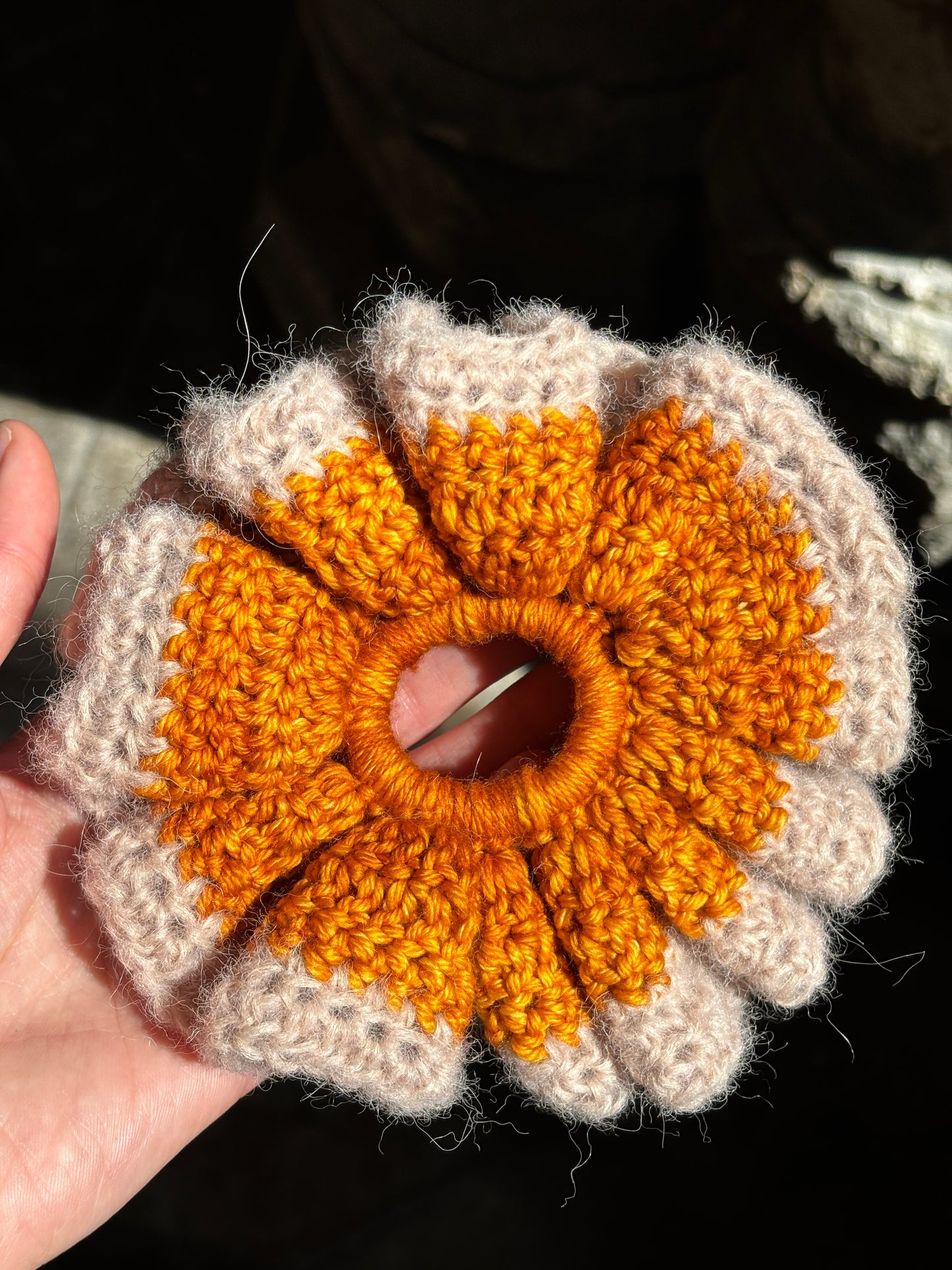 Ruffle Scrunchie - Orange and Blush Pink