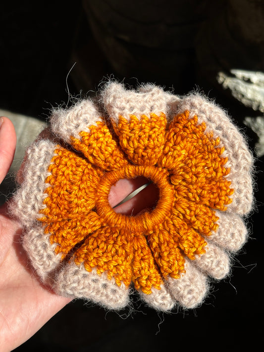 Ruffle Scrunchie - Orange and Blush Pink