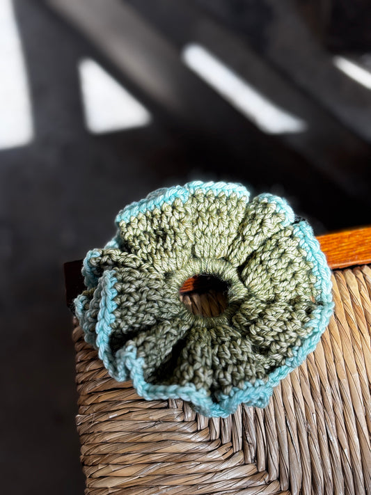 Ruffle Scrunchie - Thyme and Seafoam