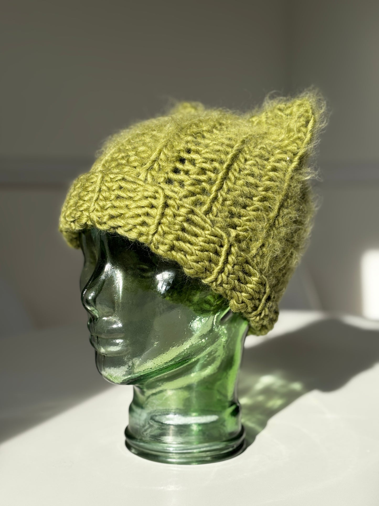 'Who's a Fluffy Kitty' Beanie - Lavender | Green