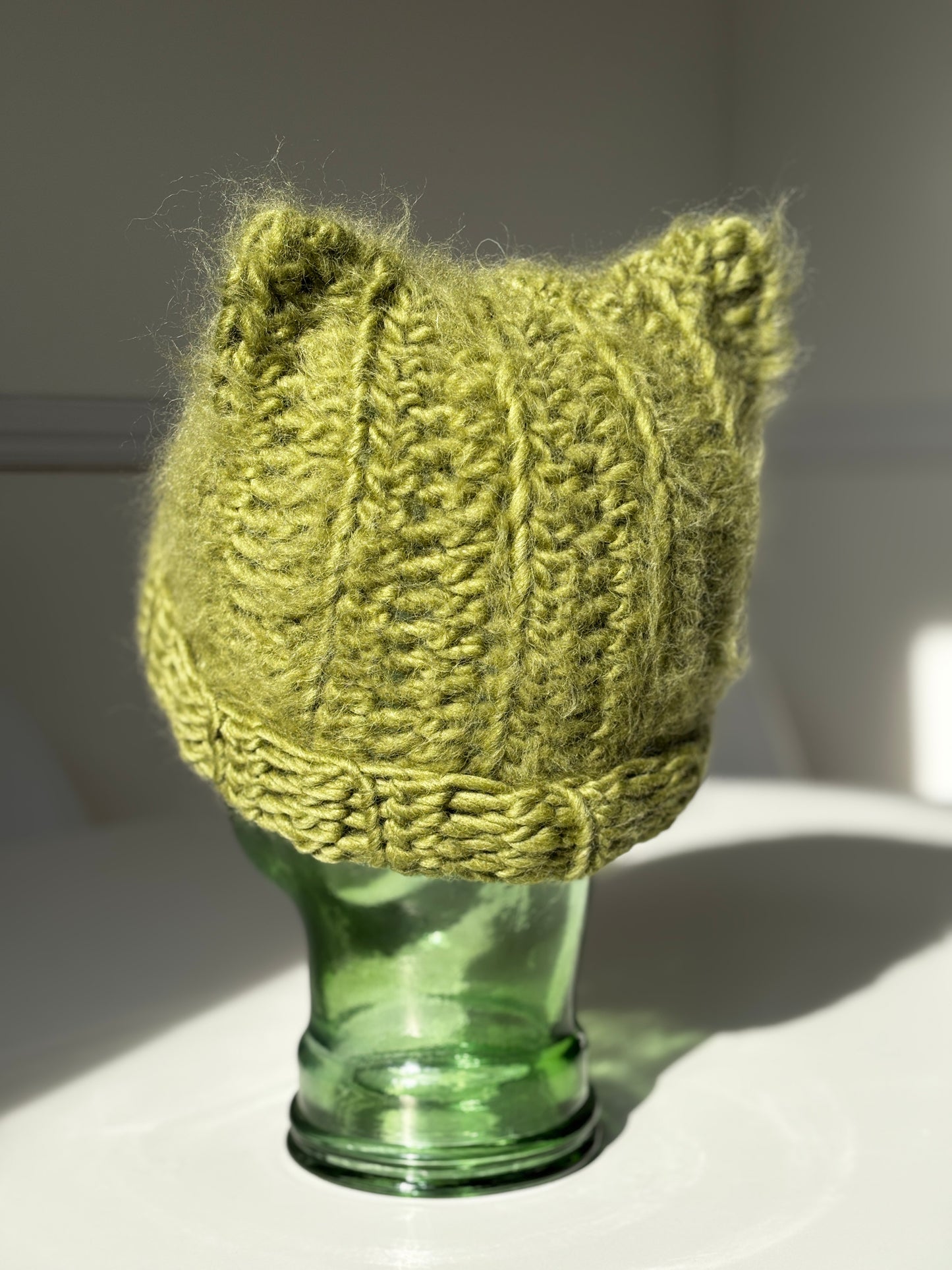 'Who's a Fluffy Kitty' Beanie - Lavender | Green