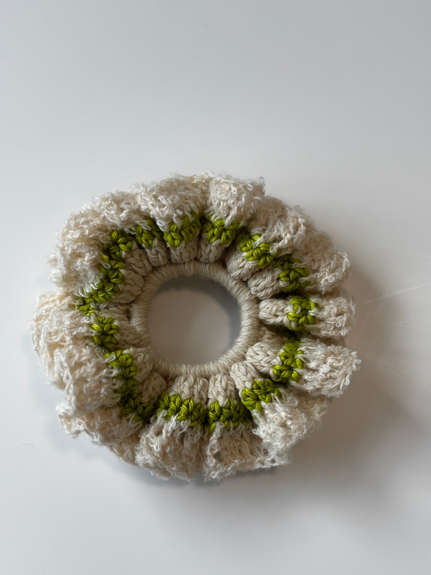 Ruffle Scrunchie - Natural, GREEN!